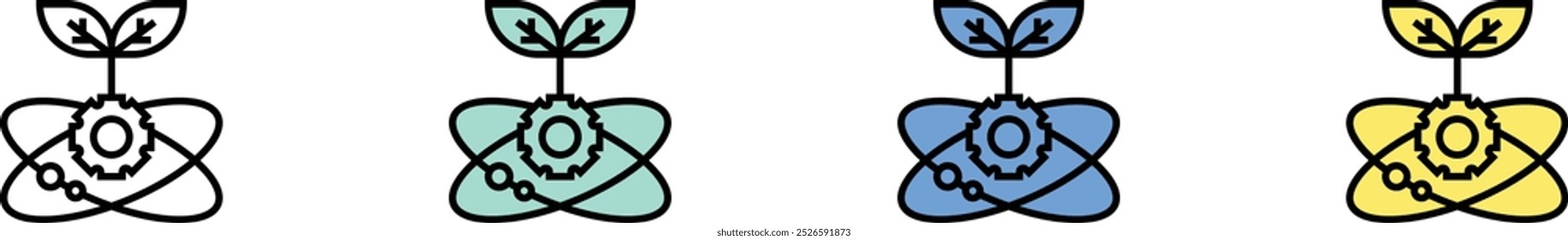 research icon. Outline, Green, Blue and Yellow Style Design Isolated On White Background