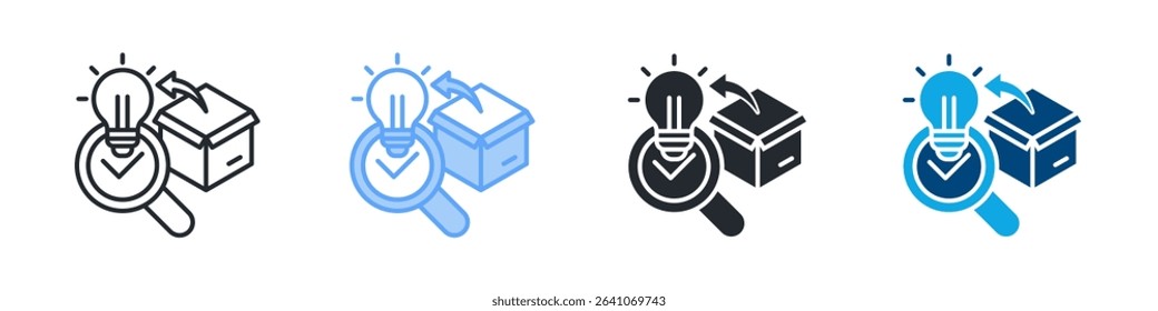 Research Icon Set Multiple Style. Design In Outline, Blue, Glyph, Dualtone