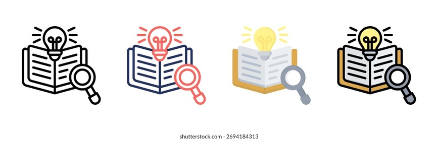 Research icon set multiple style collection