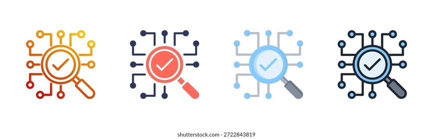 Research icon set multiple style collection