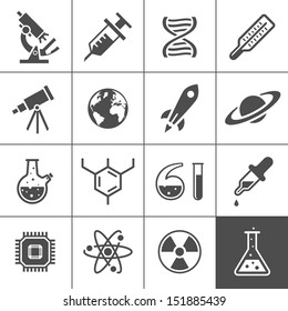 Research icon set. Simplus series. Vector illustration