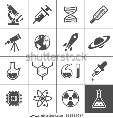 Research icon set. Simplus series. Vector illustration