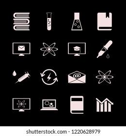 research icon. research vector icons set dropper pipette, test tube, descending graph and online education