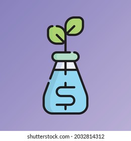 Research Icon Vector Illustration. Flat Outline Cartoon. Business Analytics Icon Concept Isolated Premium Vector