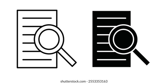 Iconos de la investigación en estilo relleno y delineado negro