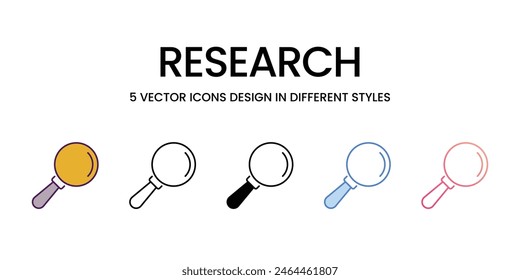 Research Icons different style vector stock illustration