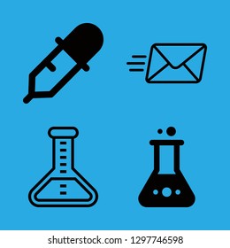 research icons set with email, flask and dropper vector set