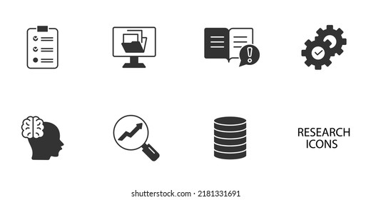 Research Icons Set Research Pack Symbol Stock Vector (Royalty Free ...