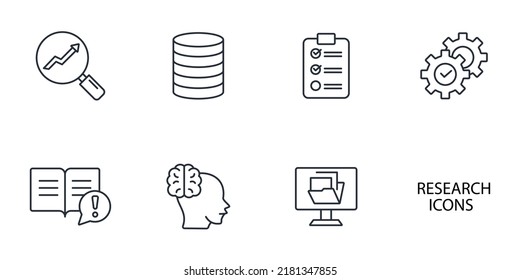research icons set .  research pack symbol vector elements for infographic web