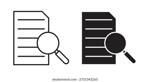 Research icons vector symbol with editable stroke and flat versions