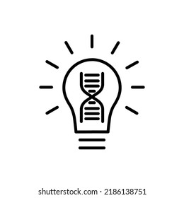 research idea, DNA symbol in a lightbulb icon vector