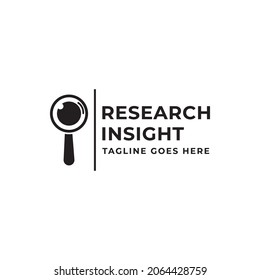 Research insight logo icon vector template. Research logo with simple and elegant magnifying glass symbol.