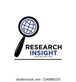 Research insight logo icon vector template. Research logo with simple and elegant magnifying glass symbol.