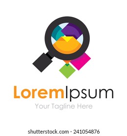 Research job magnifying glass element icons business logo 