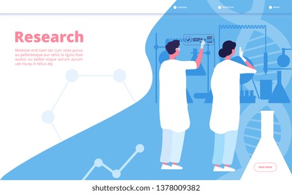 Research lab landing. Researcher chemist doing clinical test in chemical laboratory.  