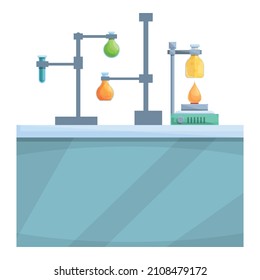 Research lab table icon cartoon vector. Scientist laboratory. Chemistry test