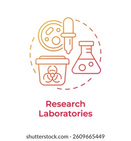 Research laboratories red gradient concept icon. Biological agents, genetic engineering. Round shape line illustration. Abstract idea. Graphic design. Easy to use in presentation, article