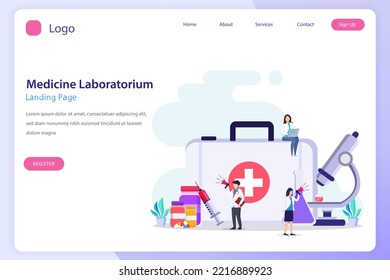 Research laboratory concept. doctor working at medicine laboratorium. Flat vector template.