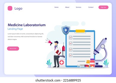 Research laboratory concept. doctor working at medicine laboratorium. Flat vector template.