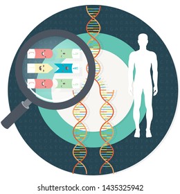 Research laboratory DNA vector illustration concept, Scientist Team Research Genome in Chemical Laboratory