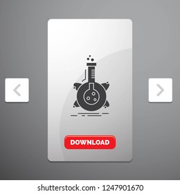 research, laboratory, flask, tube, development Glyph Icon in Carousal Pagination Slider Design & Red Download Button