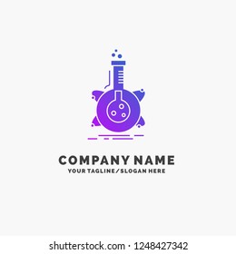 research, laboratory, flask, tube, development Purple Business Logo Template. Place for Tagline.