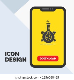 research, laboratory, flask, tube, development Glyph Icon in Mobile for Download Page. Yellow Background