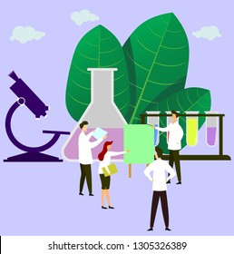 Research laboratory vector illustration concept, scientis working at laboratorium. vector illustration.