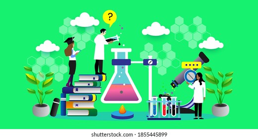 Research laboratory vector illustration concept, Man and woman conducting research in a lab. can use for, landing page, template, ui, web, mobile app, poster, banner