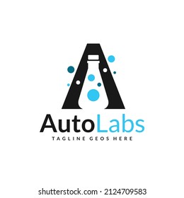 research labs industry illustration logo design with letter A