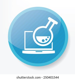 Research laptop on blue button,clean vector