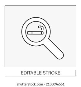  Research Line Icon. Researching And Examination Of Cigarettes. Tobacco Production. Smoking Concept. Isolated Vector Illustration. Editable Stroke