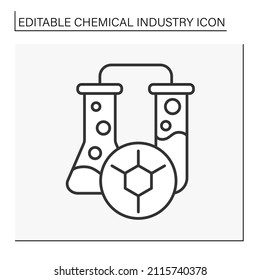  Research line icon. Test tubes. Organic and inorganic chemistry. Inorganic chemistry line icon. Chemical industry concept. Isolated vector illustration. Editable stroke
