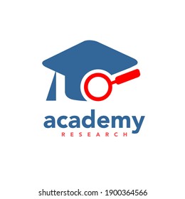 research logo academy research logo symbol academy cap and magnifier symbol illustration