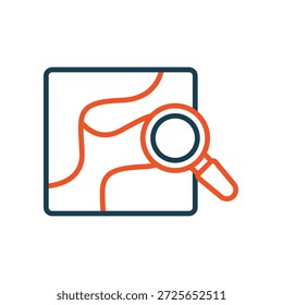 research map icons outline and Flat Style,transparent background