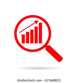 research market optimization icon business analytics symbol magnifier and graph business strategy icon 