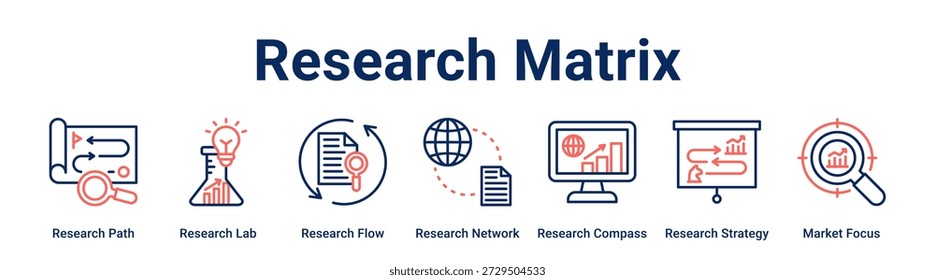 Matriz de investigación concepto de Ilustración vectorial de ícono de Anuncio de Web para negocios.