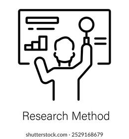 Research method icon in line style 