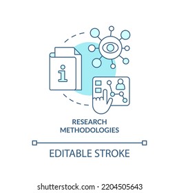 Research methodologies turquoise concept icon. Advantage of case study abstract idea thin line illustration. Isolated outline drawing. Editable stroke. Arial, Myriad Pro-Bold fonts used