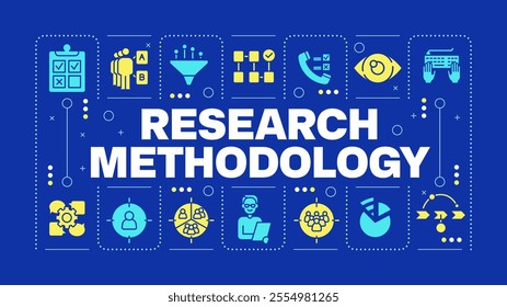 Research methodology blue word concept. Target audience, marketing strategy. Customers, consumers. Visual communication. Vector art with lettering text, editable glyph icons