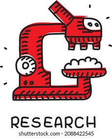 Research.  Microscope. Sketchy hand-drawn vector illustration.