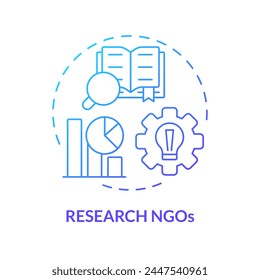 Research NGOs blue gradient concept icon. Non governmental organization. Conduct research. Evidence based solution. Round shape line illustration. Abstract idea. Graphic design. Easy to use in article