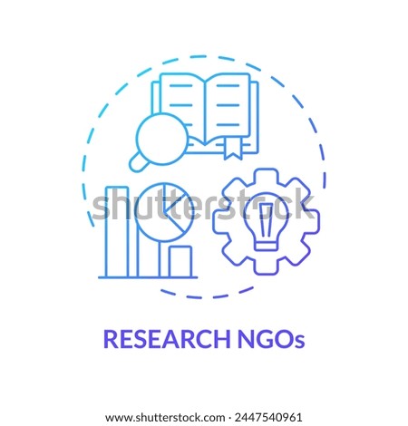 Research NGOs blue gradient concept icon. Non governmental organization. Conduct research. Evidence based solution. Round shape line illustration. Abstract idea. Graphic design. Easy to use in article