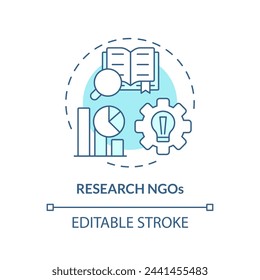 Investigación ONGs soft blue concept icon. Organización no gubernamental. Llevar a cabo investigaciones. Soluciones basadas en la evidencia. Ilustración de línea de forma redonda. Idea abstracta. Diseño gráfico. Fácil de usar en el artículo