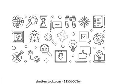Research outline vector minimal horizontal banner or illustration