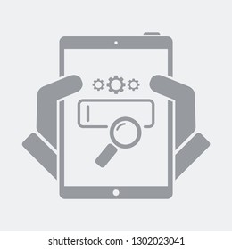 Research page settings on tablet - Flat and isolated vector illustration icon with minimal and modern design
