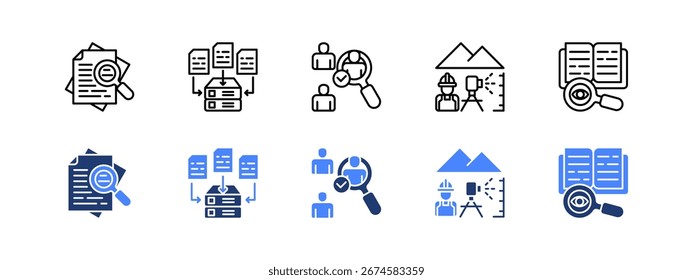 Research paper, Data collection, Sampling, Field work, Observation, 2 style line and duotone.