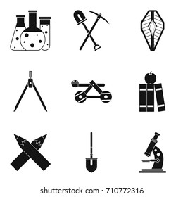 Research of the past icons set. Simple set of 9 research of the past icons for web isolated on white background