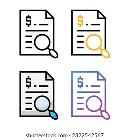 Diseño de iconos de pago de investigación en cuatro colores de variación