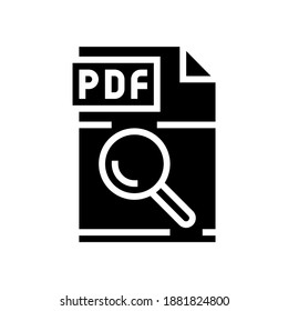 research pdf file document glyph icon vector. research pdf file document sign. isolated contour symbol black illustration